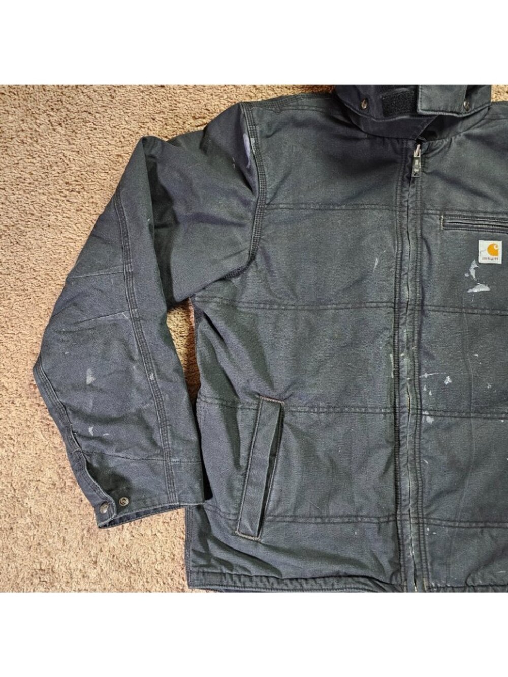 Carhartt Quick Duck Livingston Jacket Mens L Tall Black Thinsulate Hood Workwear - Picture 9 of 12